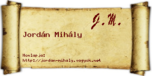 Jordán Mihály névjegykártya