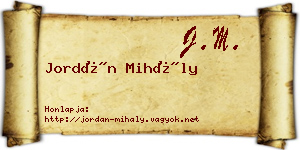Jordán Mihály névjegykártya